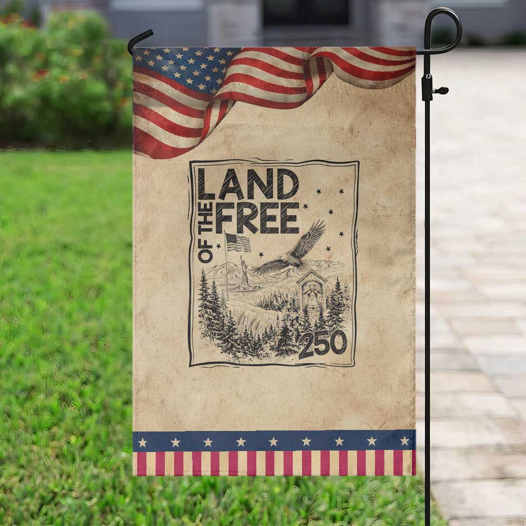 Vintage USA 250 Pride Patriotic Garden Flag Land Of The Free