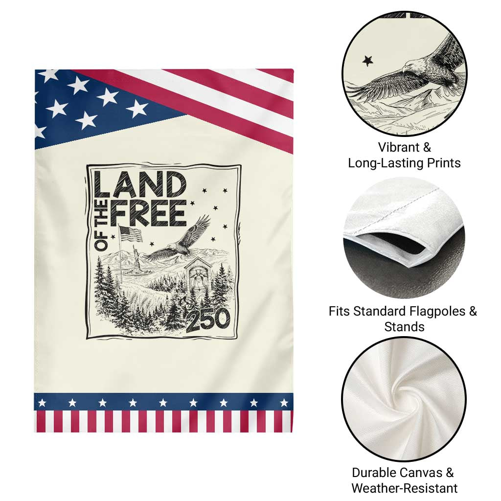 Vintage USA 250 Pride Patriotic Garden Flag Land Of The Free