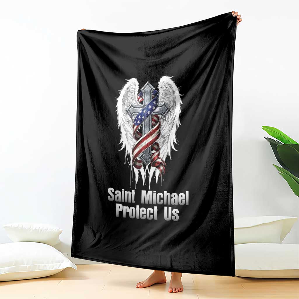 Saint Michael Protect Us American Christian Heritage Throw Blanket Catholic Faith Gift