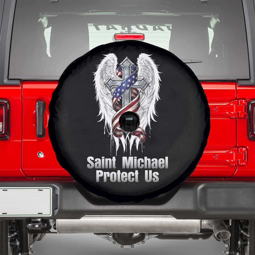 Saint Michael Protect Us American Christian Heritage Spare Tire Cover Catholic Faith Gift