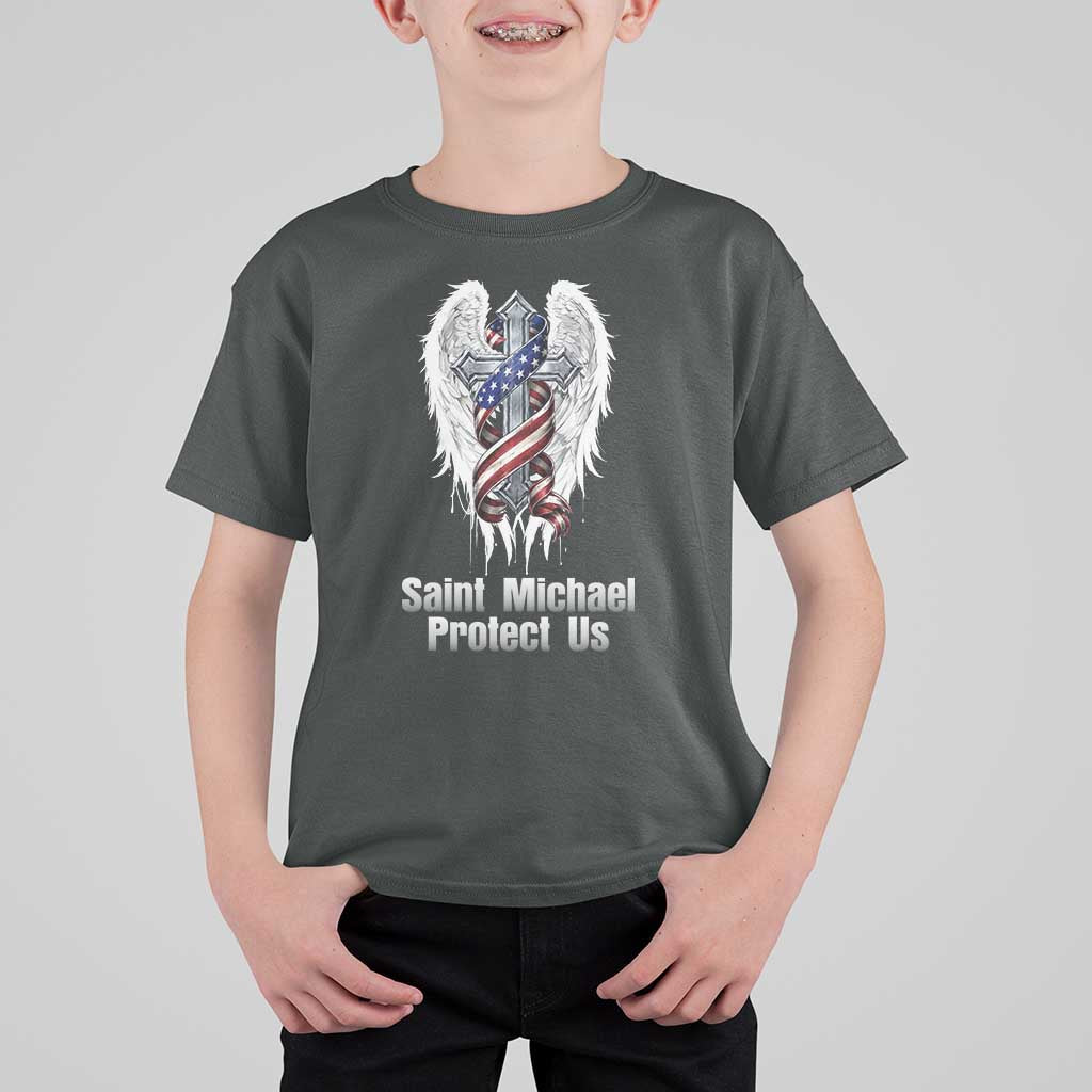 Saint Michael Protect Us American Christian Heritage T Shirt For Kid Catholic Faith Gift
