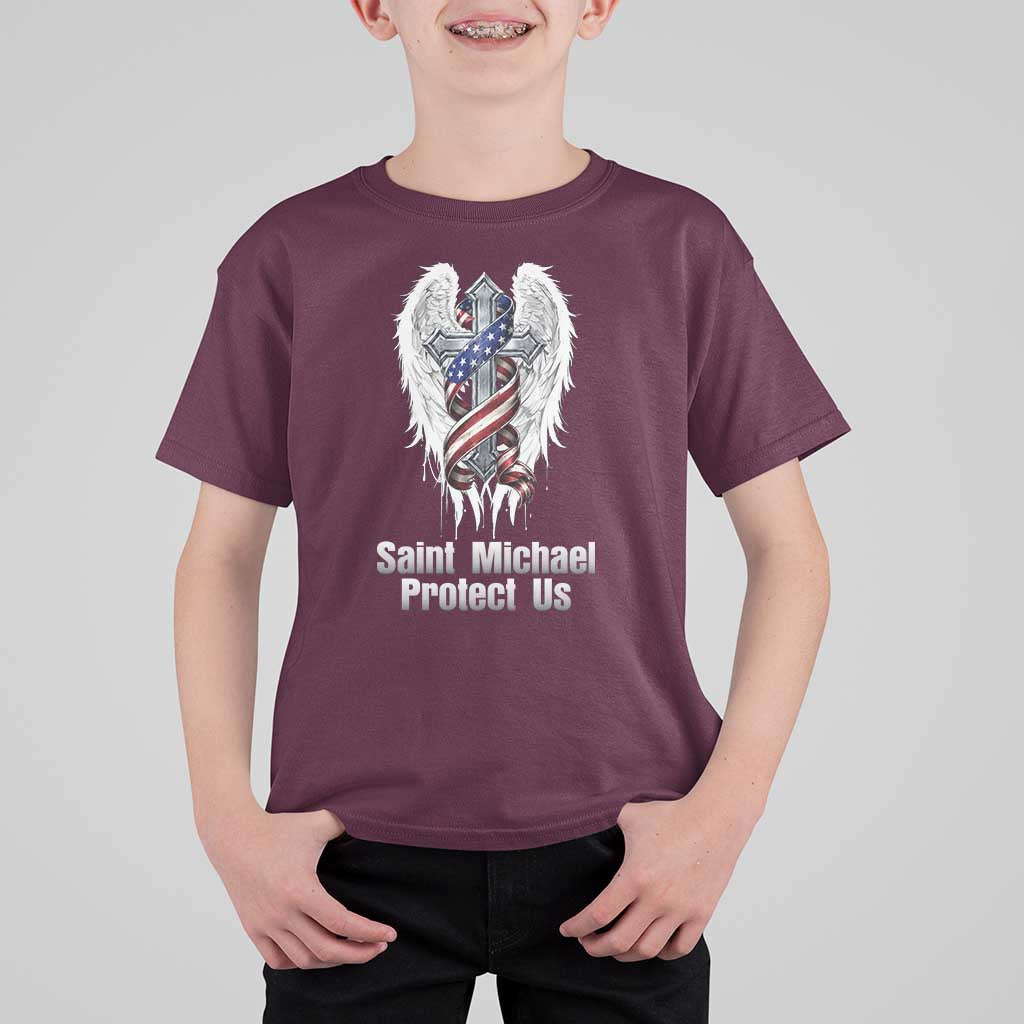 Saint Michael Protect Us American Christian Heritage T Shirt For Kid Catholic Faith Gift