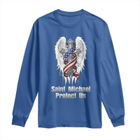 Saint Michael Protect Us American Christian Heritage Long Sleeve Shirt Catholic Faith Gift