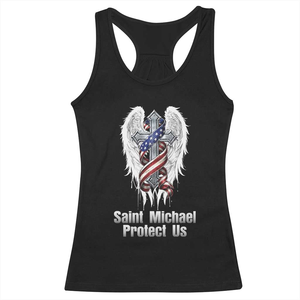 Saint Michael Protect Us American Christian Heritage Racerback Tank Top Catholic Faith Gift