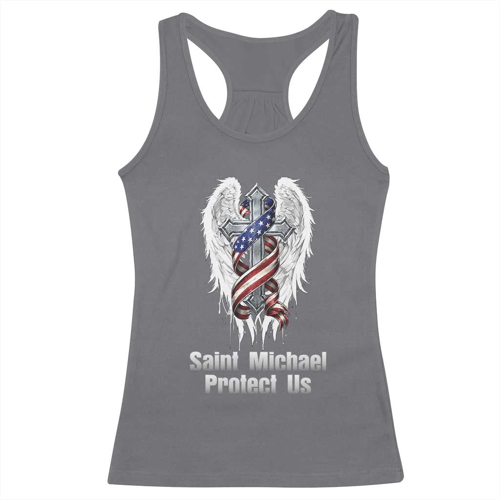 Saint Michael Protect Us American Christian Heritage Racerback Tank Top Catholic Faith Gift