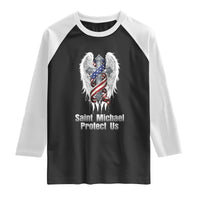 Saint Michael Protect Us American Christian Heritage Raglan Shirt Catholic Faith Gift