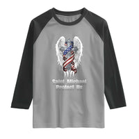 Saint Michael Protect Us American Christian Heritage Raglan Shirt Catholic Faith Gift