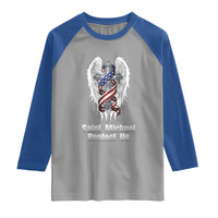 Saint Michael Protect Us American Christian Heritage Raglan Shirt Catholic Faith Gift