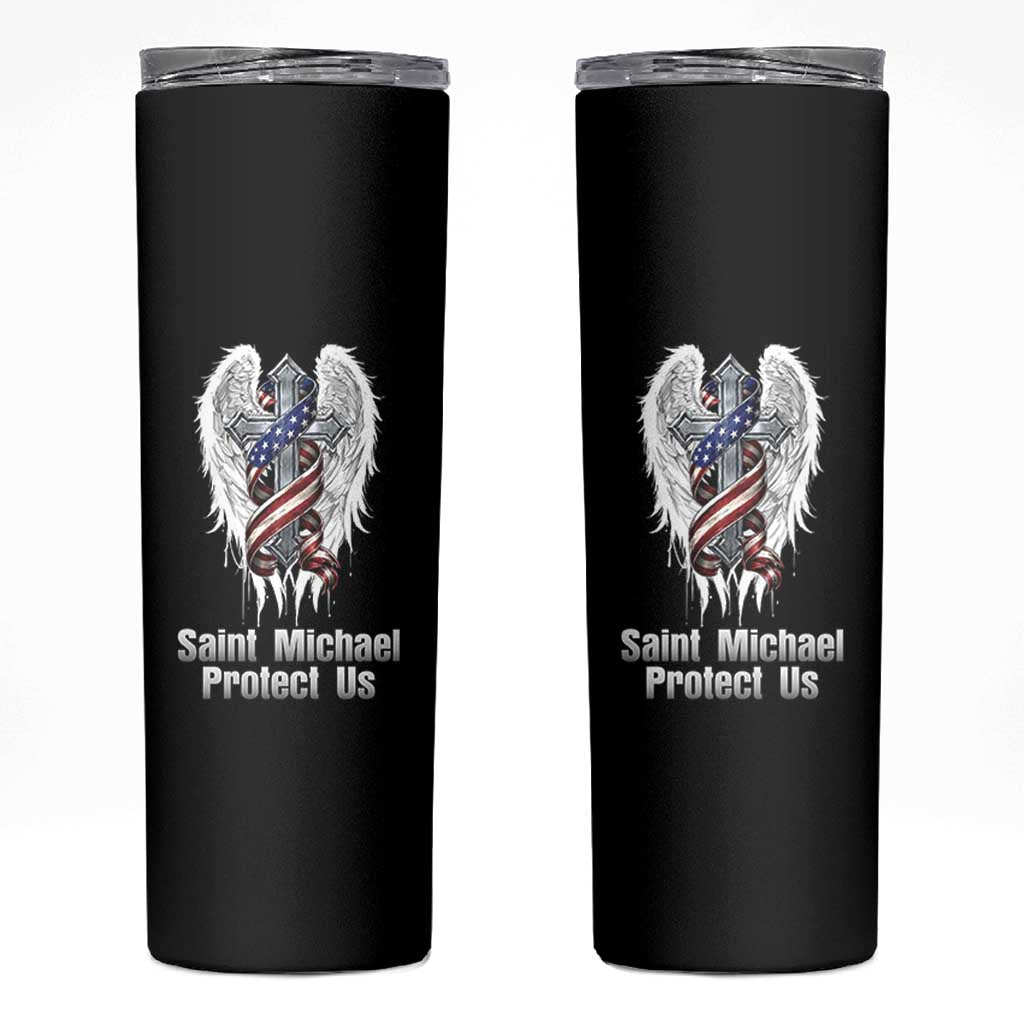Saint Michael Protect Us American Christian Heritage Skinny Tumbler Catholic Faith Gift