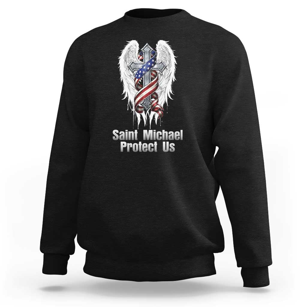 Saint Michael Protect Us American Christian Heritage Sweatshirt Catholic Faith Gift