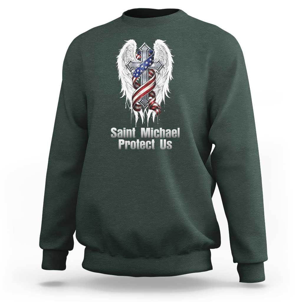 Saint Michael Protect Us American Christian Heritage Sweatshirt Catholic Faith Gift