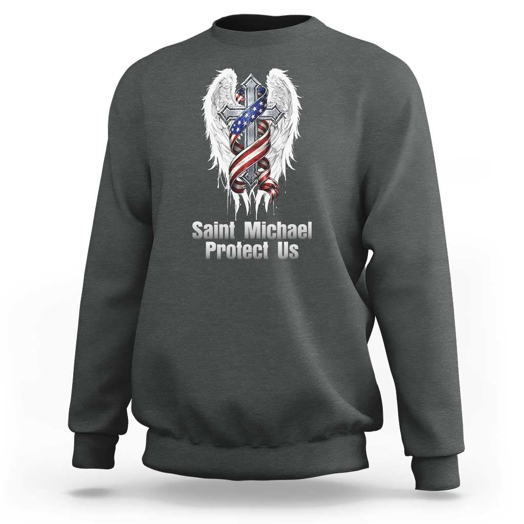Saint Michael Protect Us American Christian Heritage Sweatshirt Catholic Faith Gift