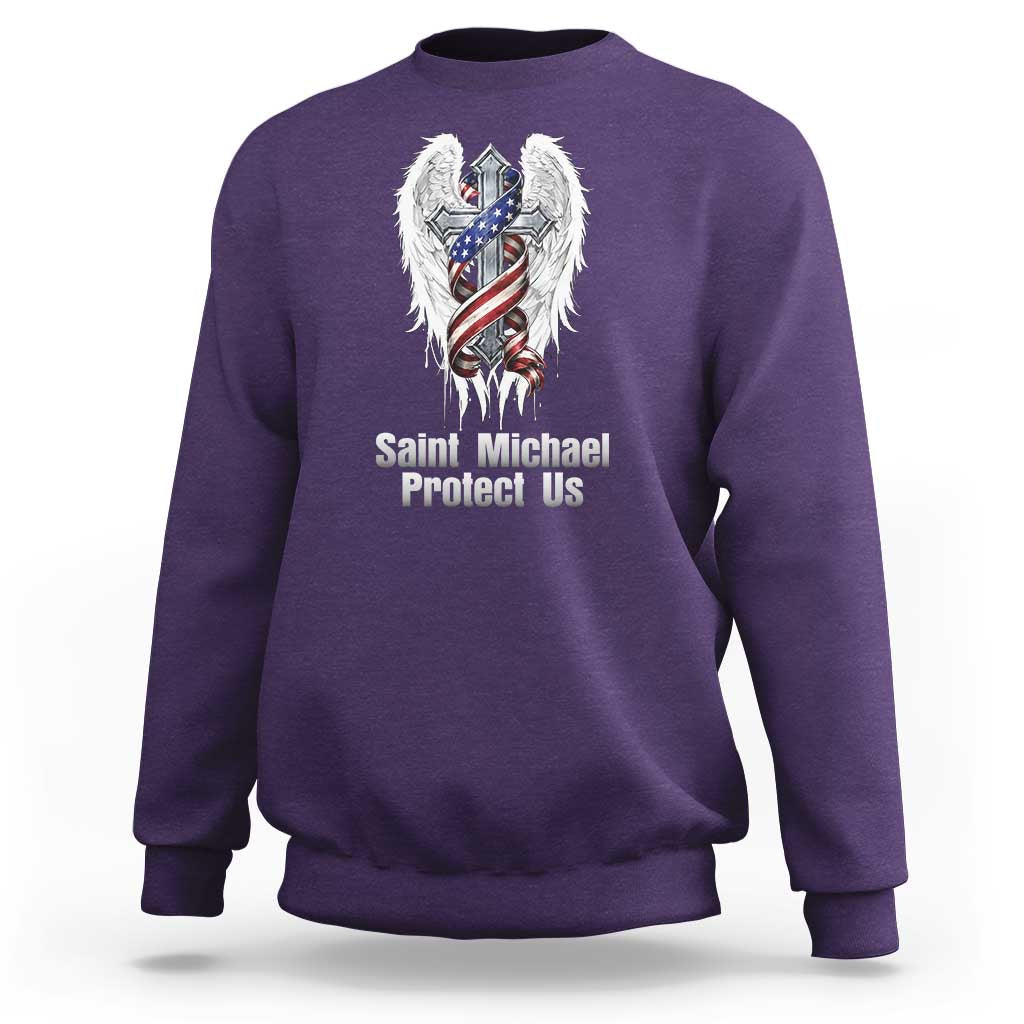 Saint Michael Protect Us American Christian Heritage Sweatshirt Catholic Faith Gift