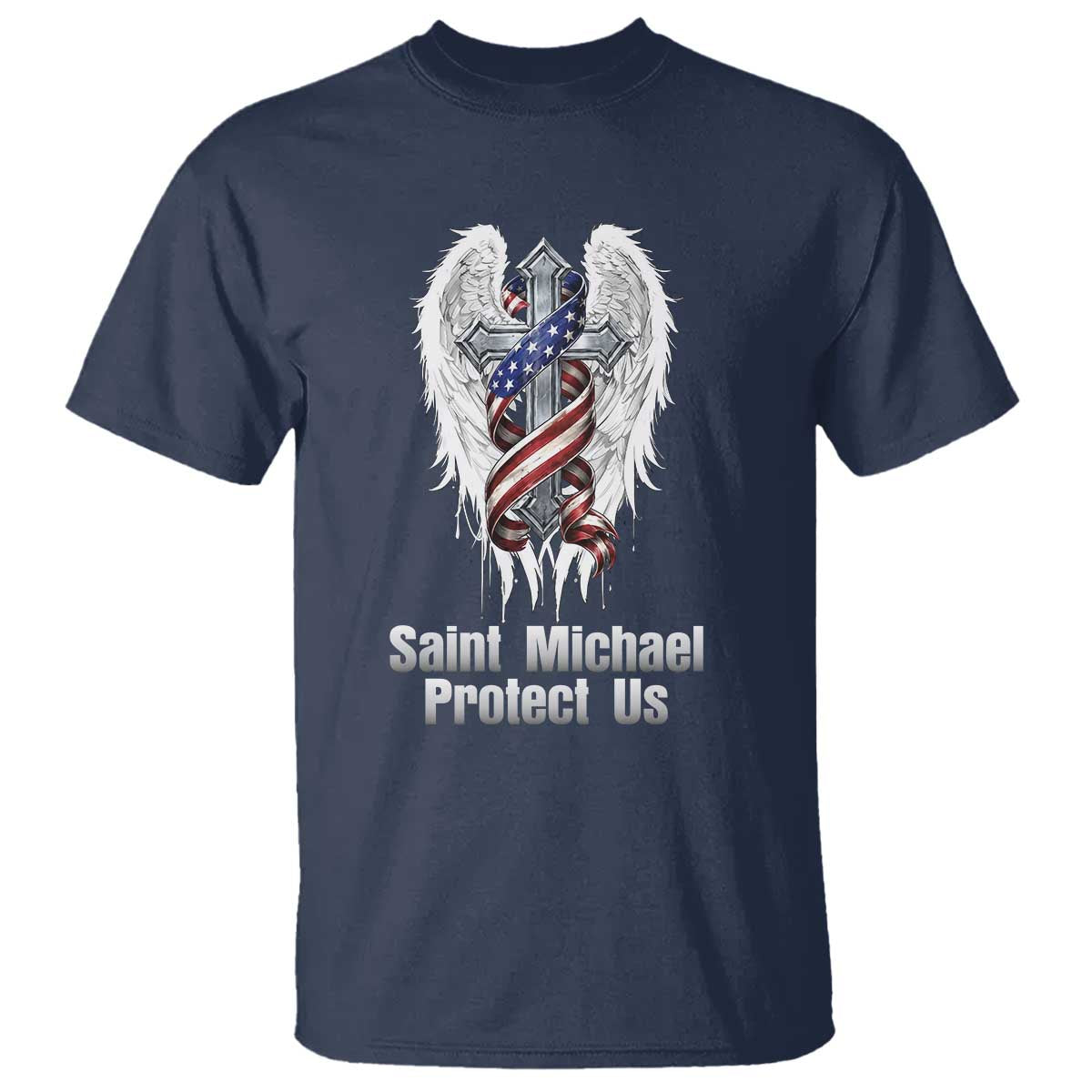Saint Michael Protect Us American Christian Heritage T Shirt Catholic Faith Gift
