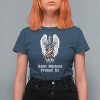 Saint Michael Protect Us American Christian Heritage T Shirt For Women Catholic Faith Gift