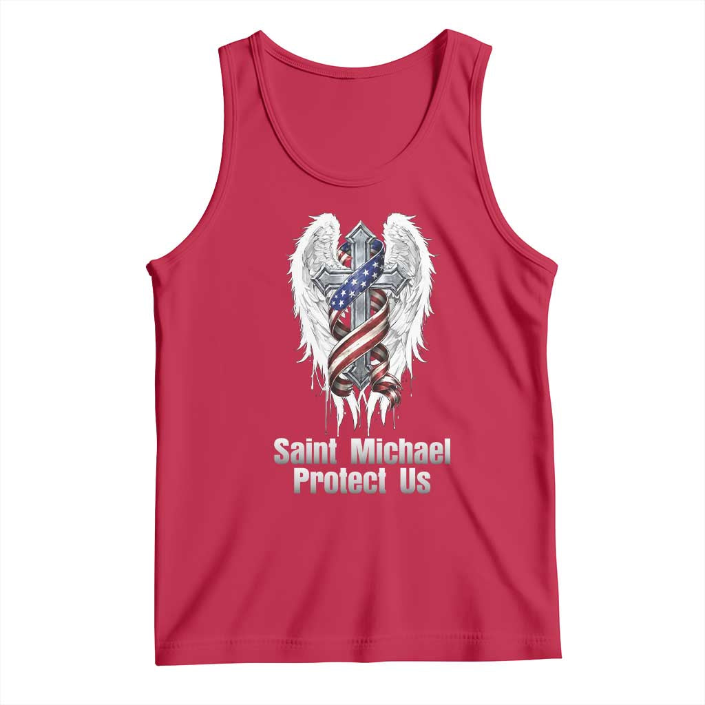 Saint Michael Protect Us American Christian Heritage Tank Top Catholic Faith Gift