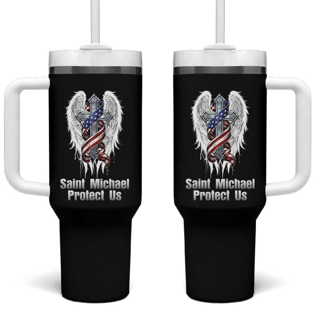 Saint Michael Protect Us American Christian Heritage Tumbler With Handle Catholic Faith Gift