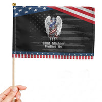 Saint Michael Protect Us American Christian Heritage Patriotic Handheld Flag Catholic Faith Gift