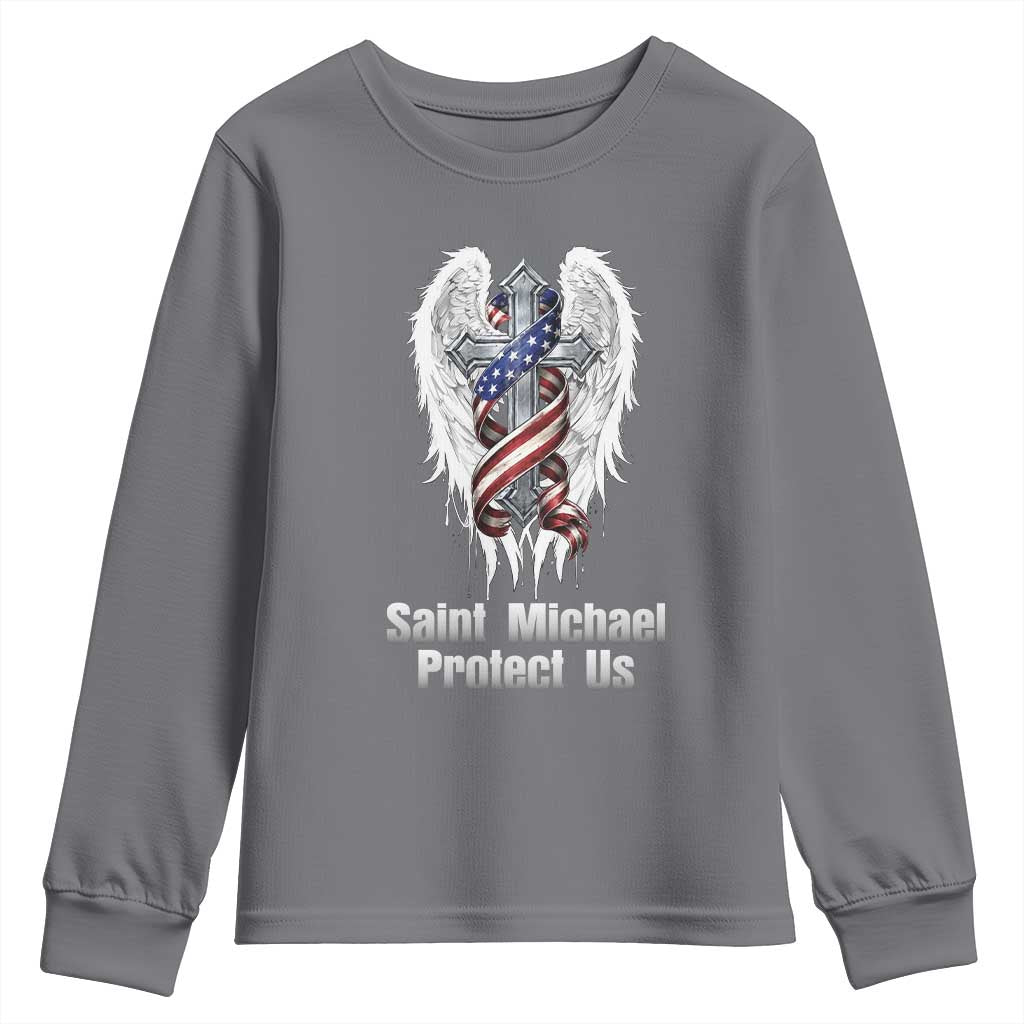 Saint Michael Protect Us American Christian Heritage Youth Sweatshirt Catholic Faith Gift