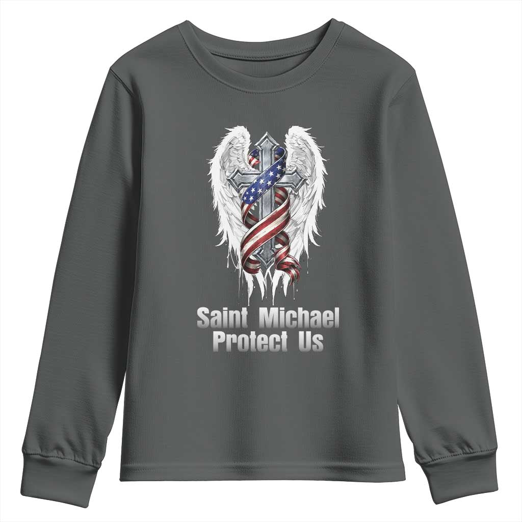 Saint Michael Protect Us American Christian Heritage Youth Sweatshirt Catholic Faith Gift