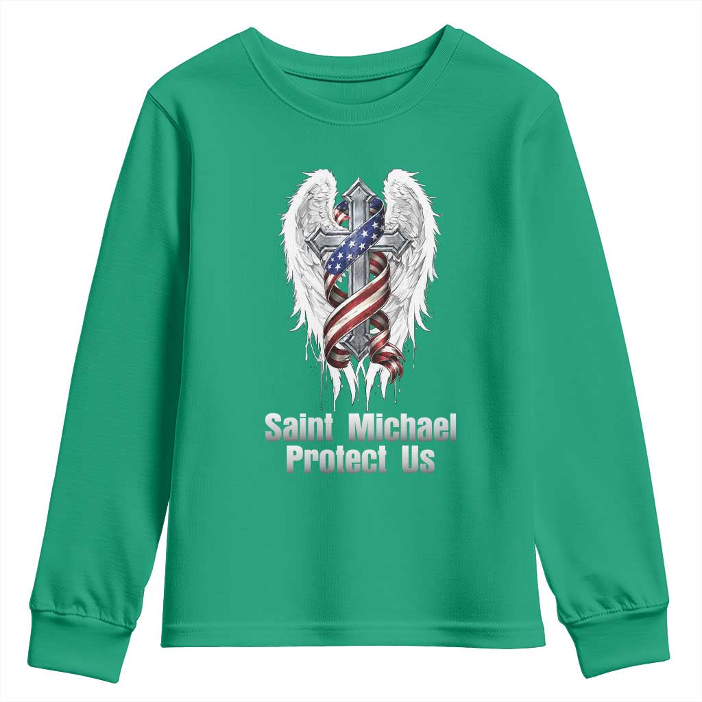 Saint Michael Protect Us American Christian Heritage Youth Sweatshirt Catholic Faith Gift
