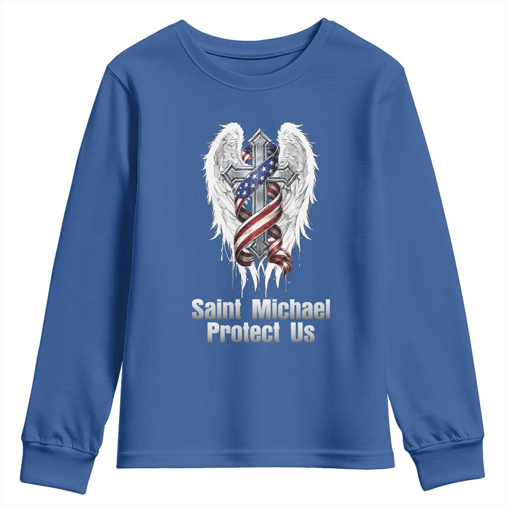 Saint Michael Protect Us American Christian Heritage Youth Sweatshirt Catholic Faith Gift