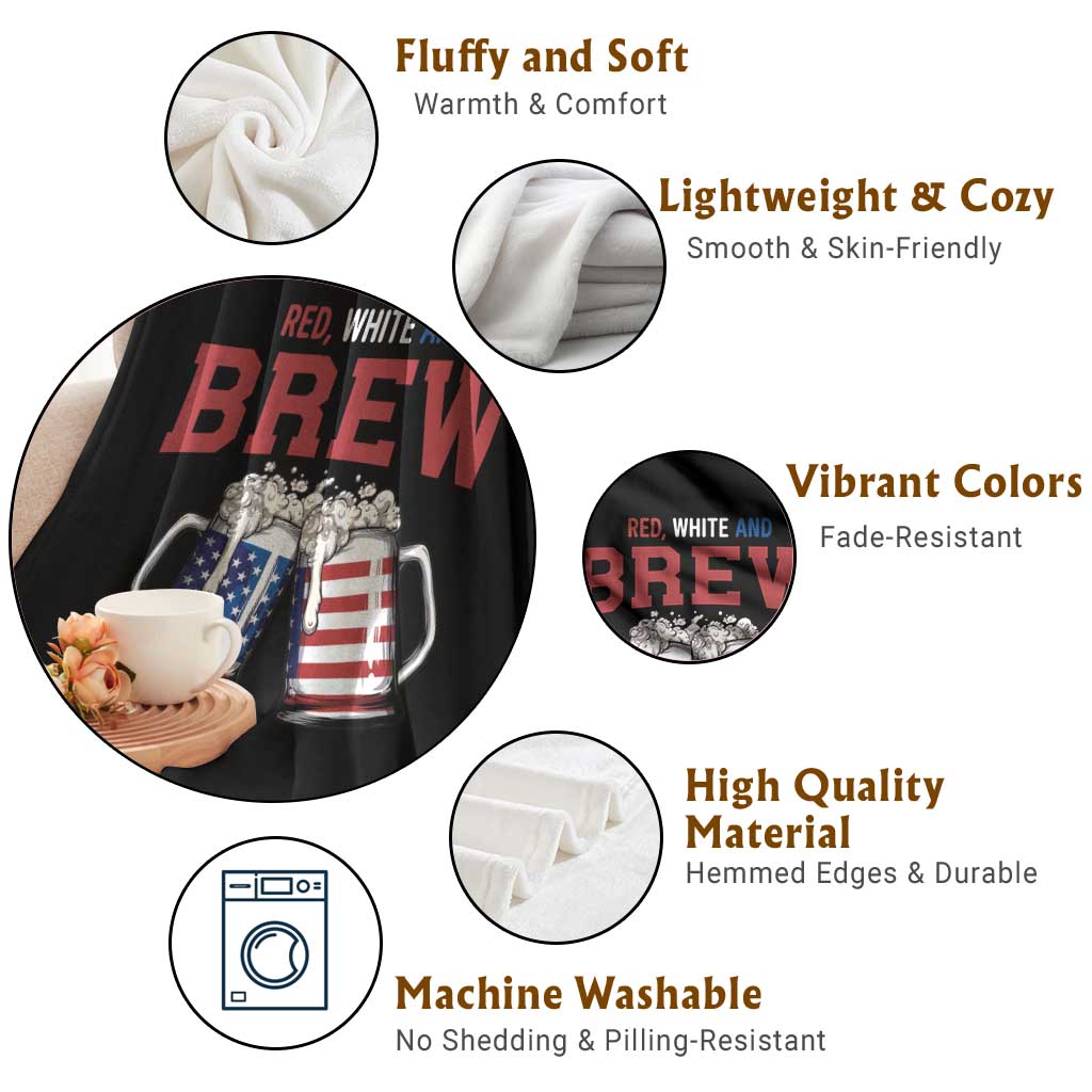 American Flag Beer Lover Throw Blanket Red White And Brew