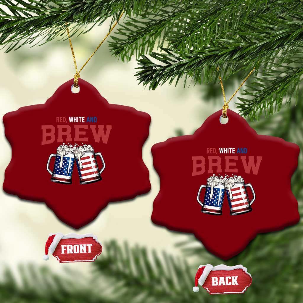 American Flag Beer Lover Ceramic Ornament Red White And Brew