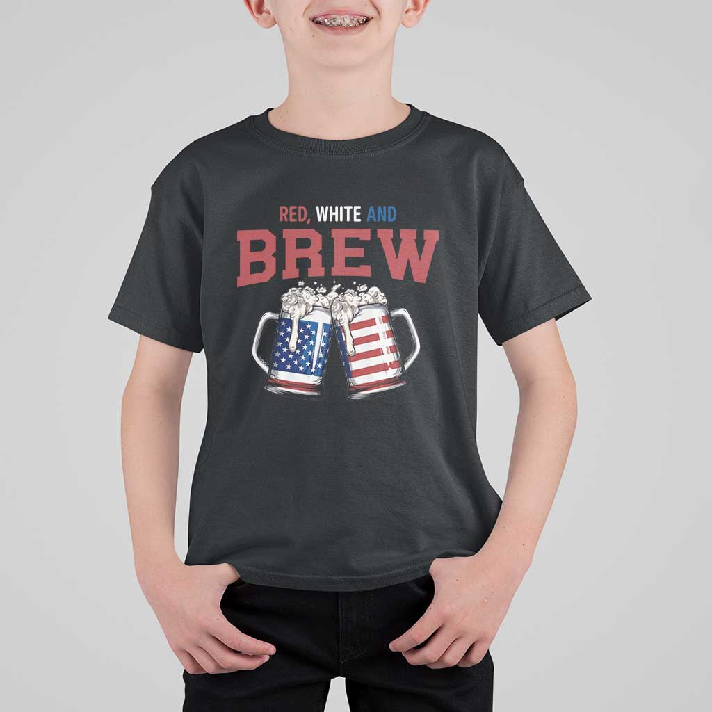 American Flag Beer Lover T Shirt For Kid Red White And Brew
