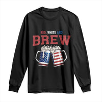 American Flag Beer Lover Long Sleeve Shirt Red White And Brew