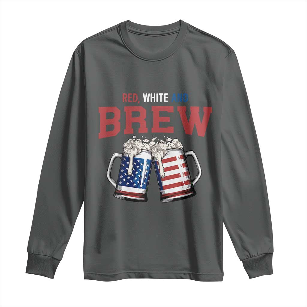 American Flag Beer Lover Long Sleeve Shirt Red White And Brew