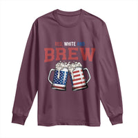 American Flag Beer Lover Long Sleeve Shirt Red White And Brew