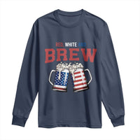 American Flag Beer Lover Long Sleeve Shirt Red White And Brew