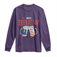 American Flag Beer Lover Long Sleeve Shirt Red White And Brew