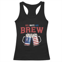 American Flag Beer Lover Racerback Tank Top Red White And Brew