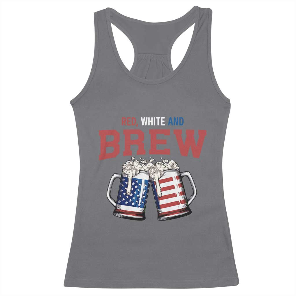American Flag Beer Lover Racerback Tank Top Red White And Brew