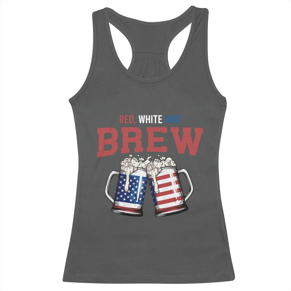 American Flag Beer Lover Racerback Tank Top Red White And Brew