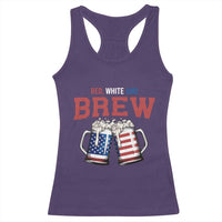 American Flag Beer Lover Racerback Tank Top Red White And Brew