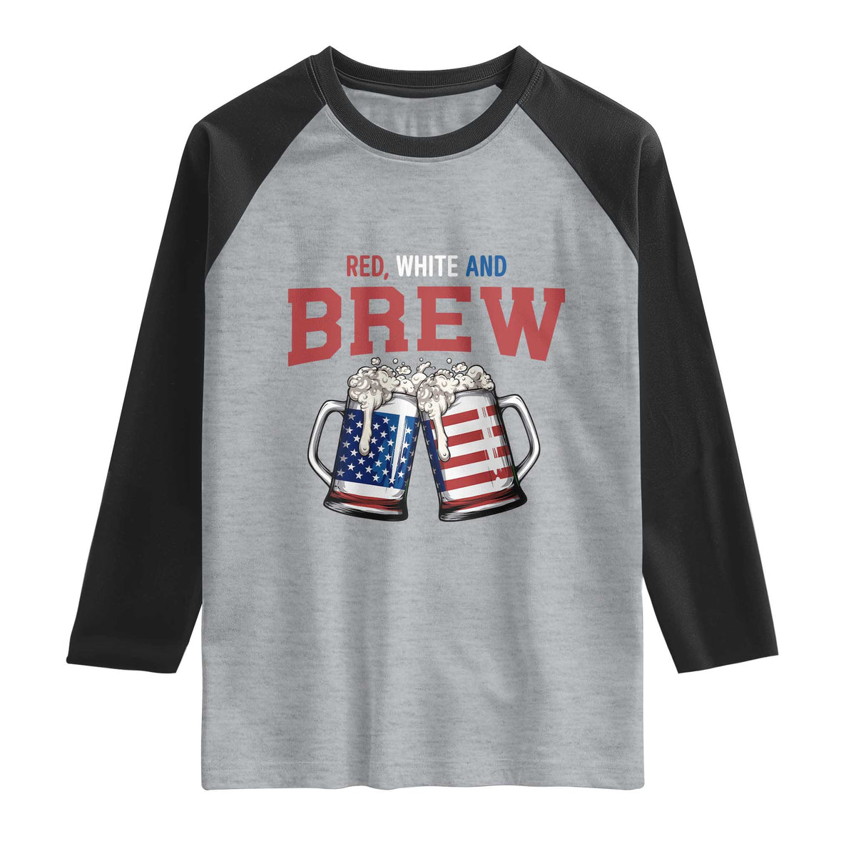 American Flag Beer Lover Raglan Shirt Red White And Brew