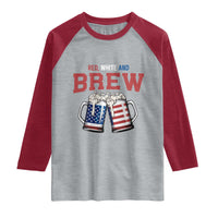 American Flag Beer Lover Raglan Shirt Red White And Brew