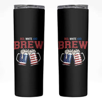 American Flag Beer Lover Skinny Tumbler Red White And Brew