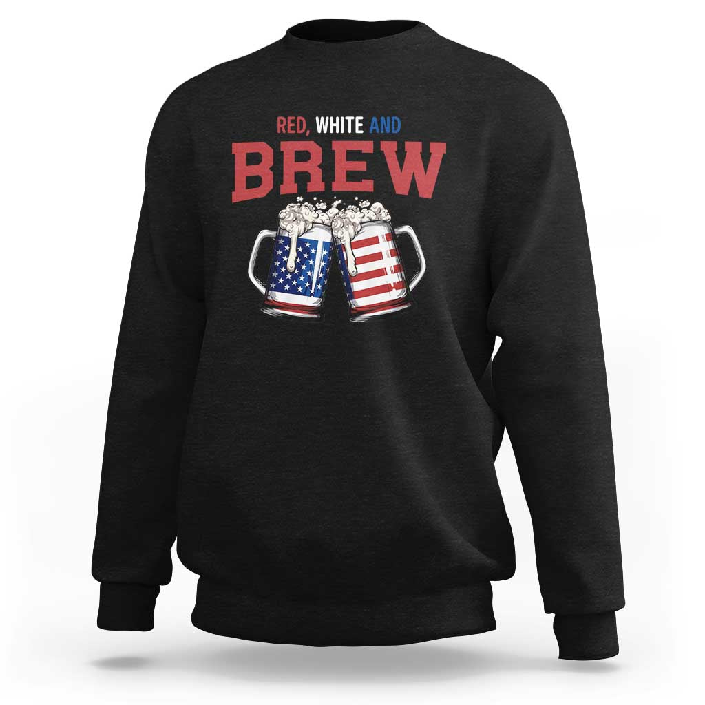 American Flag Beer Lover Sweatshirt Red White And Brew