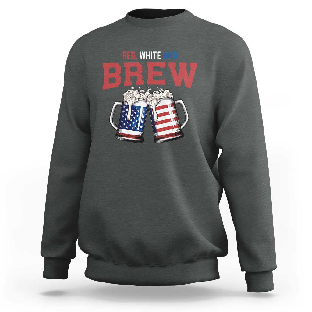 American Flag Beer Lover Sweatshirt Red White And Brew