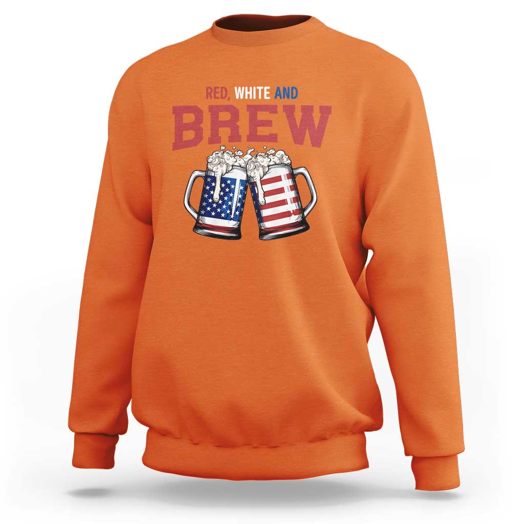 American Flag Beer Lover Sweatshirt Red White And Brew