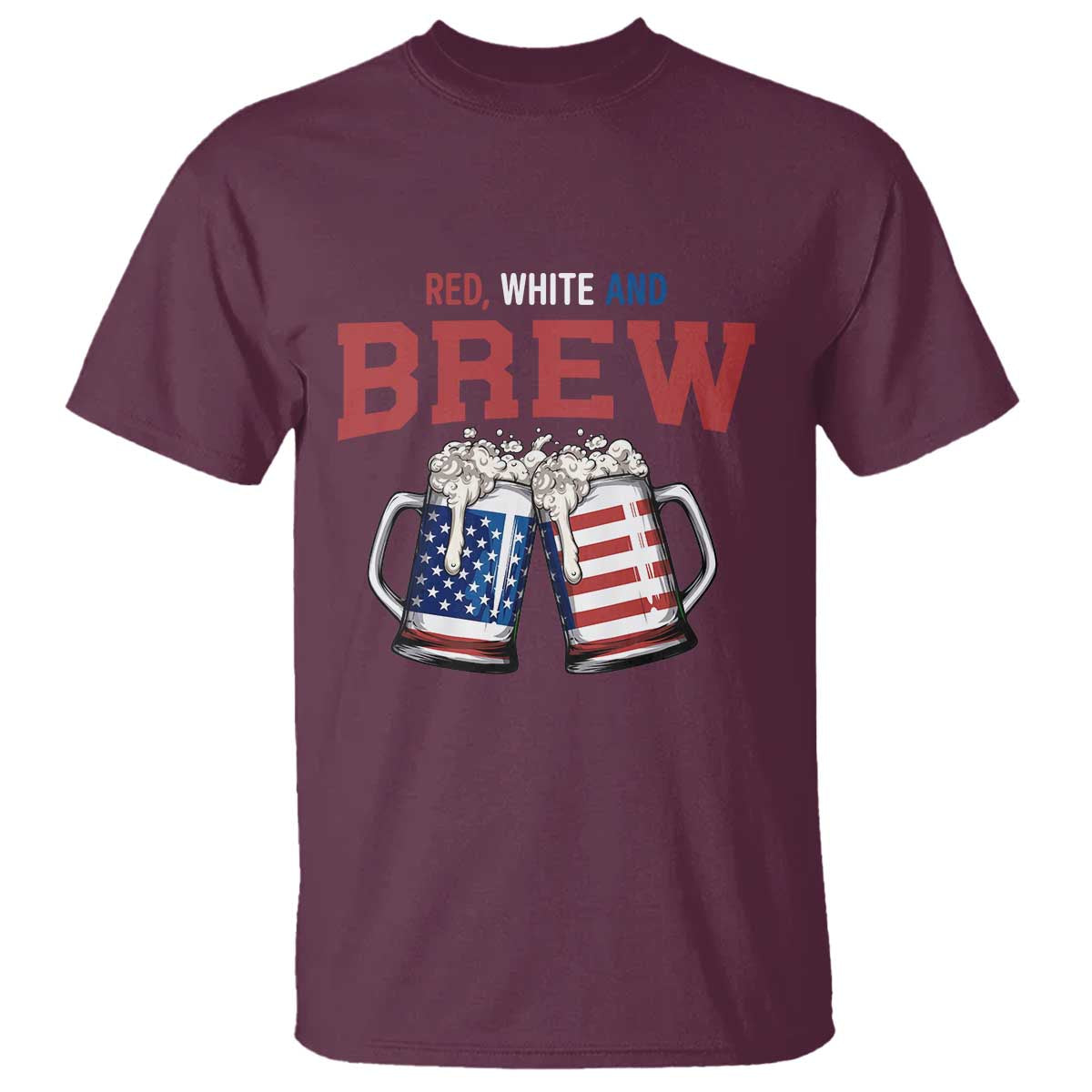 American Flag Beer Lover T Shirt Red White And Brew