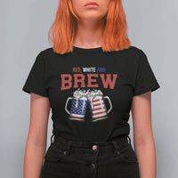 American Flag Beer Lover T Shirt For Women Red White And Brew