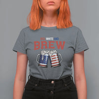 American Flag Beer Lover T Shirt For Women Red White And Brew