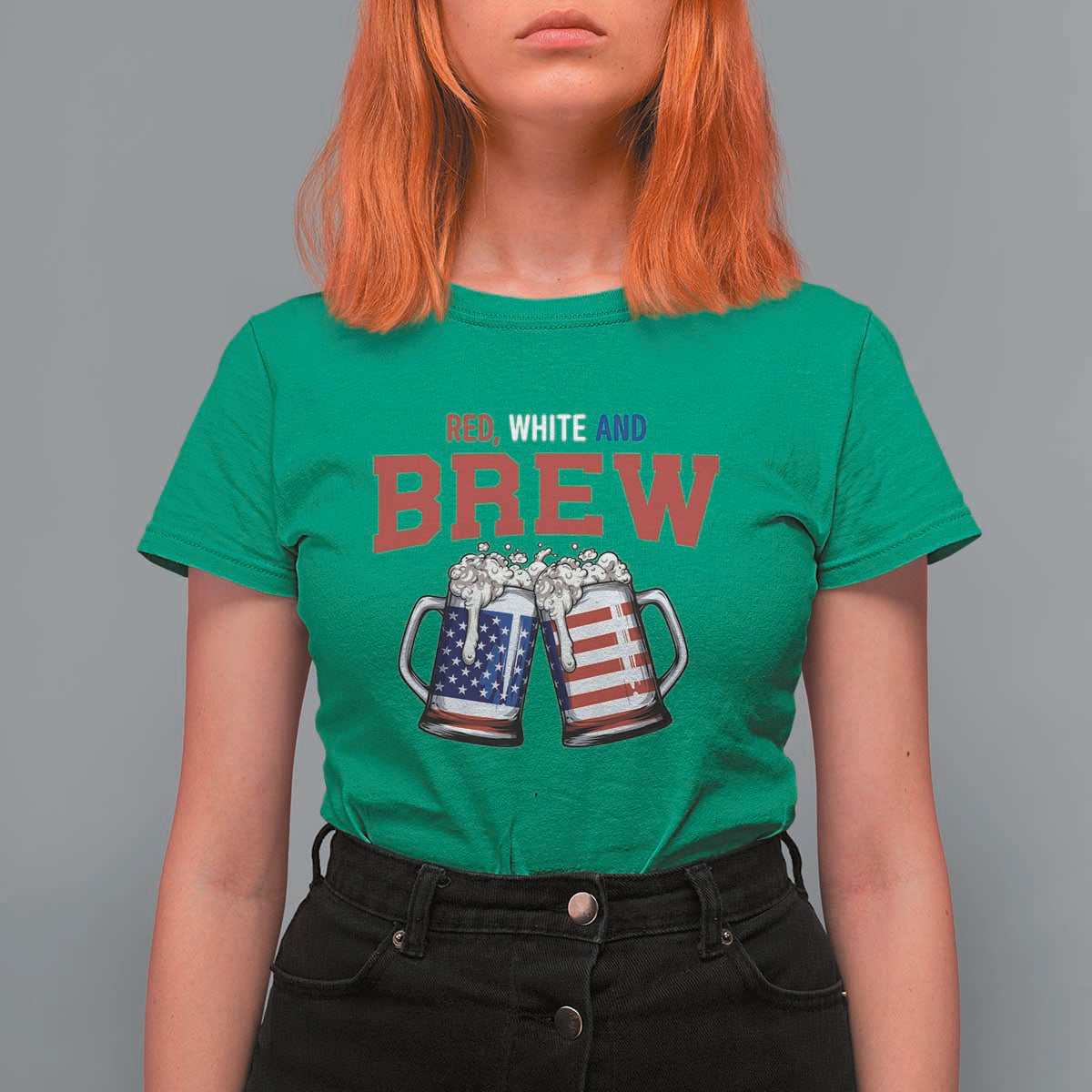 American Flag Beer Lover T Shirt For Women Red White And Brew