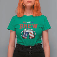 American Flag Beer Lover T Shirt For Women Red White And Brew