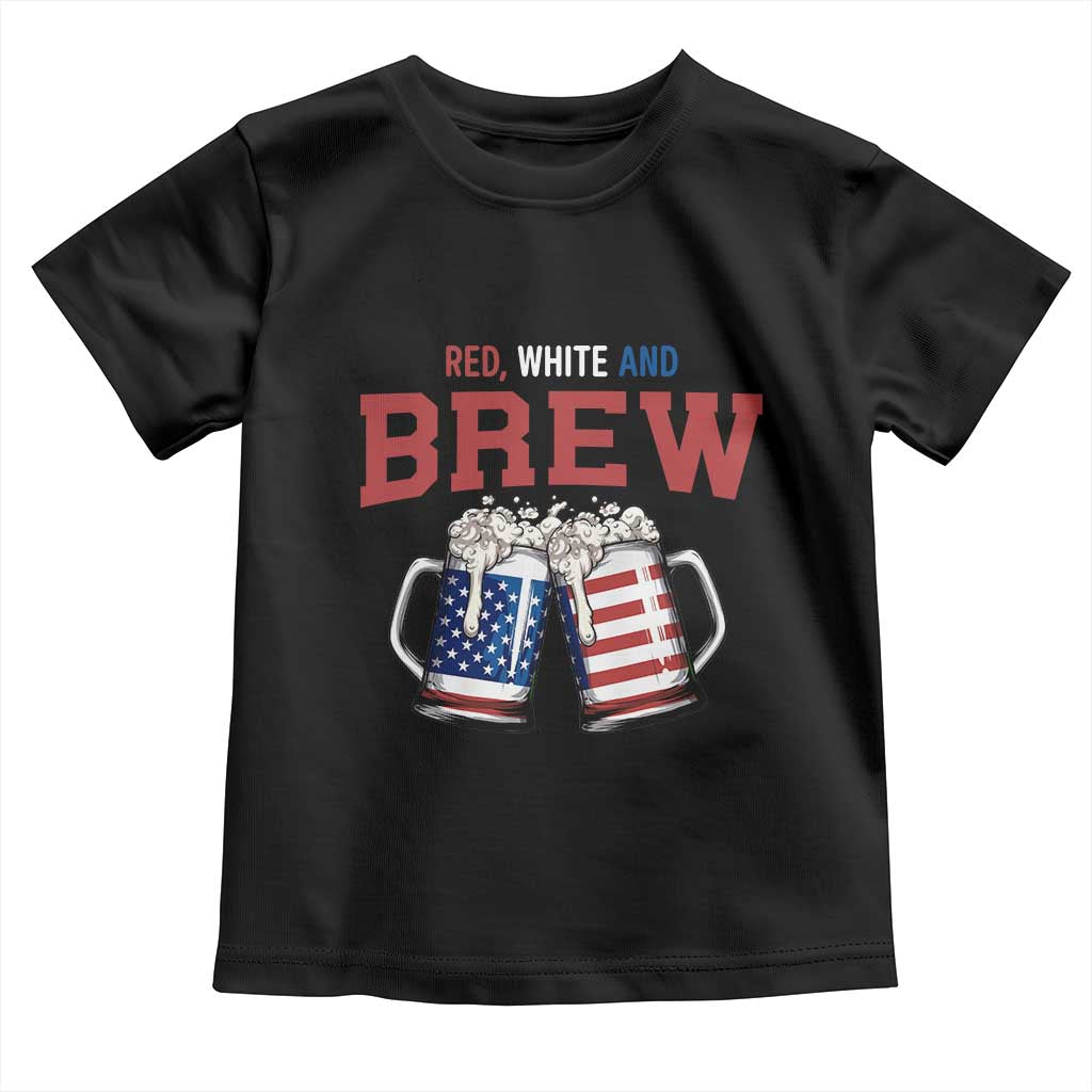 American Flag Beer Lover Toddler T Shirt Red White And Brew